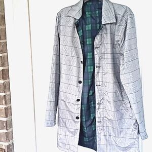 Women's Small REVERSEABLE Lightweight Raincoat Checkerboard/Blackwatch Tartan